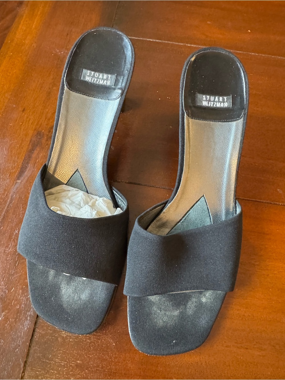 Stuart Weitzman Black Heeled Mules
